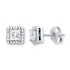 Thumbnail Image 0 of Diamond Earrings 3/4 ct tw Princess/Round 10K White Gold