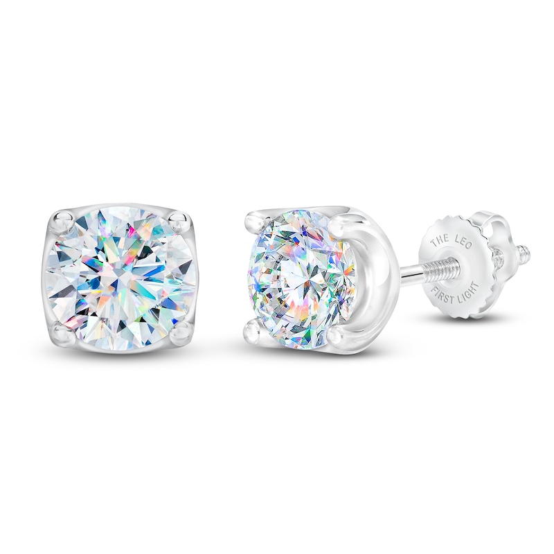 Main Image 2 of THE LEO First Light Diamond Solitaire Stud Earrings 2 ct tw Round 14K White Gold (I1/I)