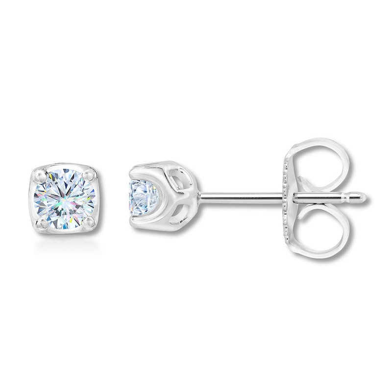 Main Image 1 of THE LEO First Light Diamond Solitaire Earrings 1/2 ct tw 14K White Gold (I1/I)