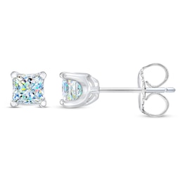 THE LEO First Light Diamond Solitaire Earrings Princess 1/2 ct tw 14K White Gold (I1/I)