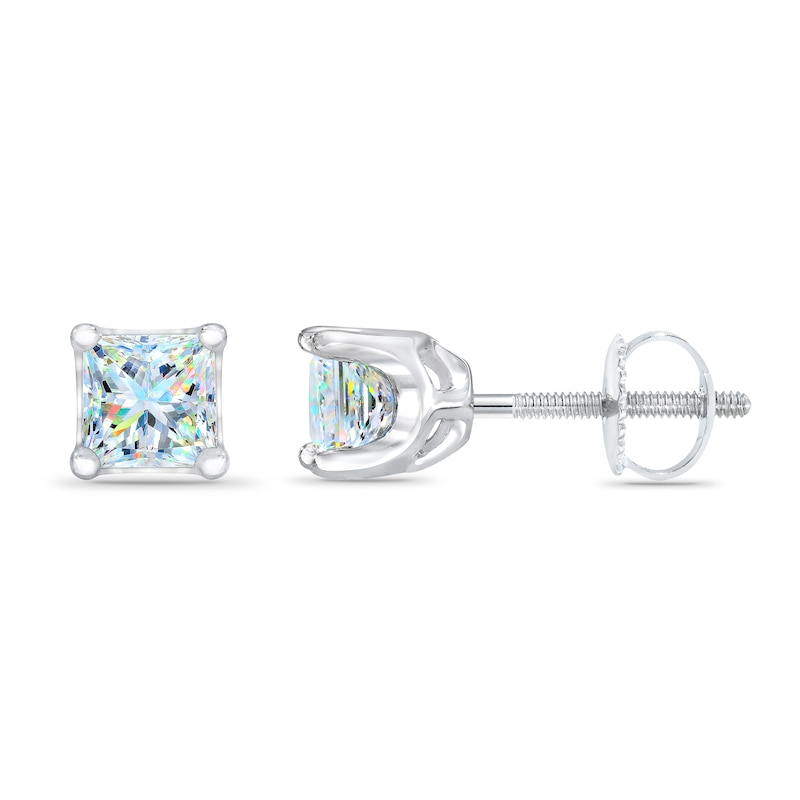 Main Image 2 of THE LEO First Light Diamond Solitaire Princess Earrings 1 ct tw 14K White Gold (I1/I)