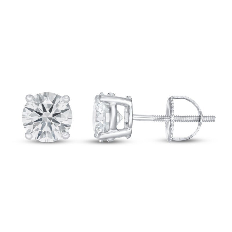 Lab-Created Diamond Solitaire Earrings 2 ct tw Round 14K White Gold (SI2/F)