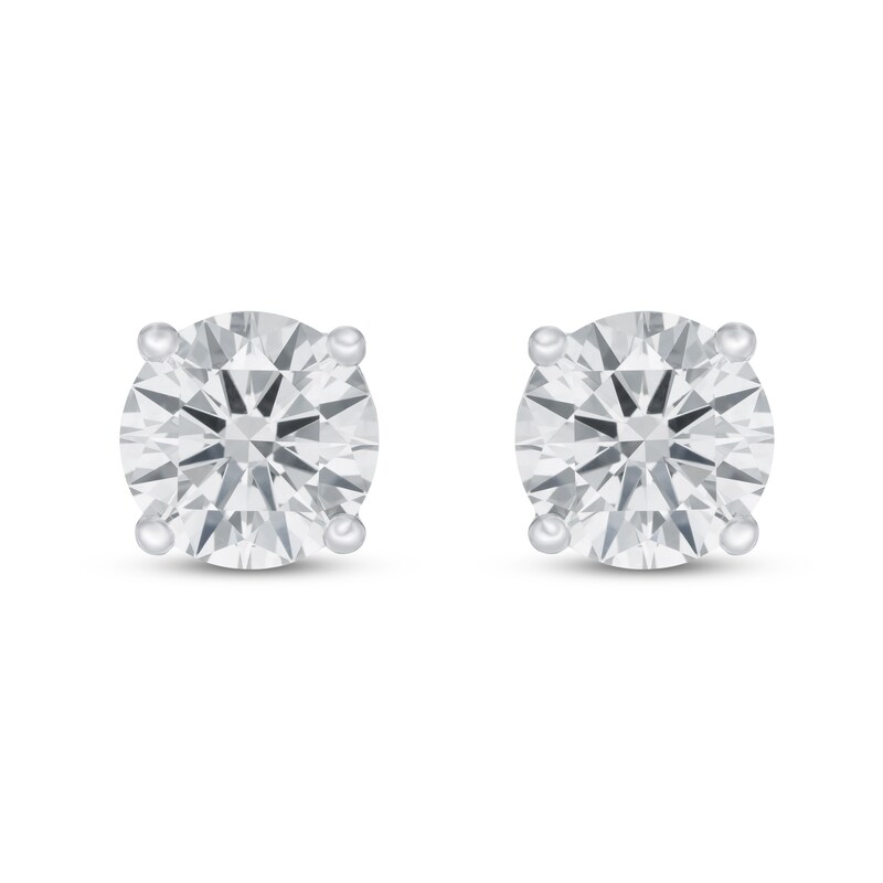 Lab-Created Diamond Solitaire Earrings 2 ct tw Round 14K White Gold (SI2/F)