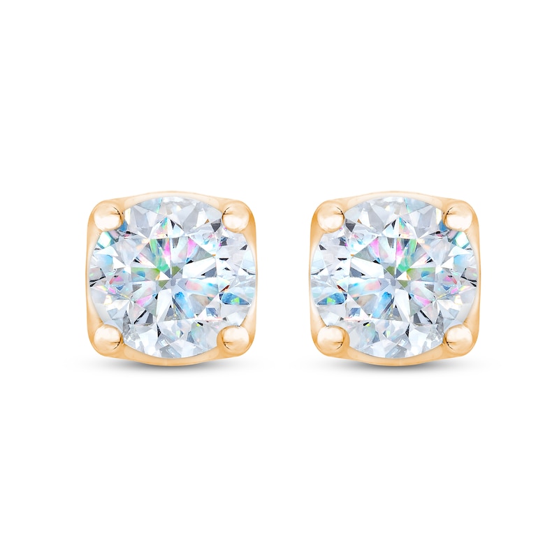 Main Image 3 of THE LEO First Light Diamond Solitaire Earrings Round 1 ct tw 14K Yellow Gold (I1/I)