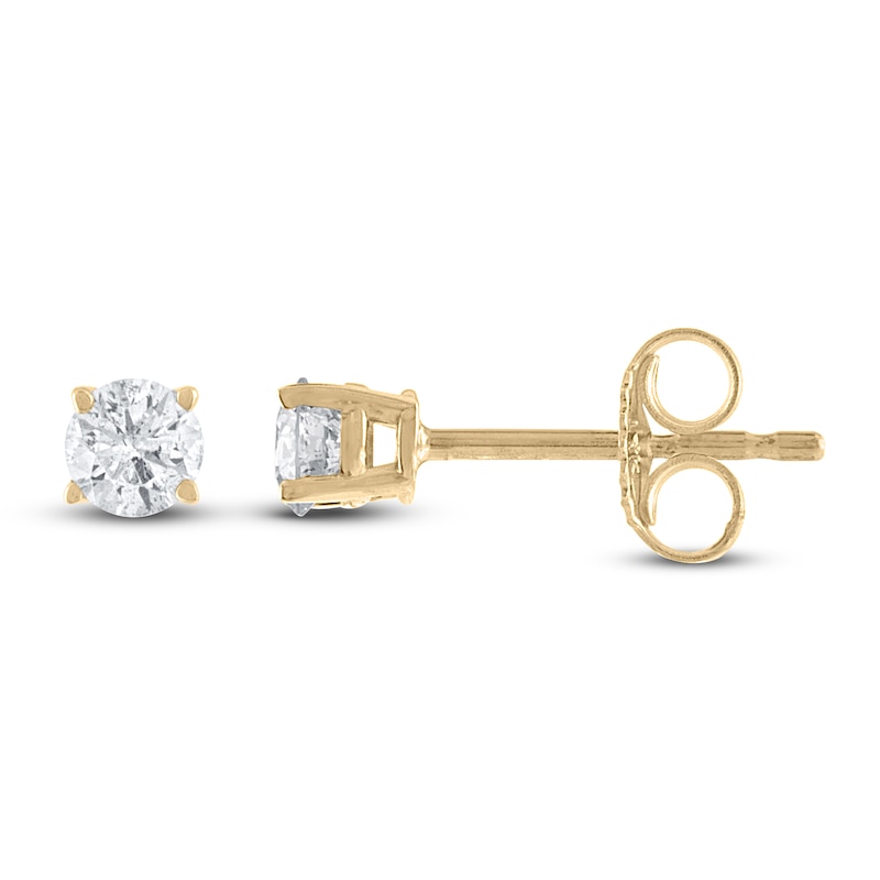 Main Image 1 of Diamond Solitaire Earrings 3/4 ct tw Round 14K Yellow Gold (I2/I)
