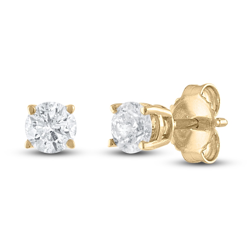 Diamond Solitaire Earrings 3/4 ct tw Round 14K Yellow Gold (I2/I)