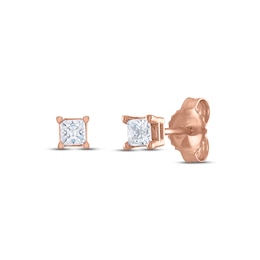 Diamond Solitaire Stud Earrings 1/3 ct tw Princess 14K Rose Gold (I2/I)