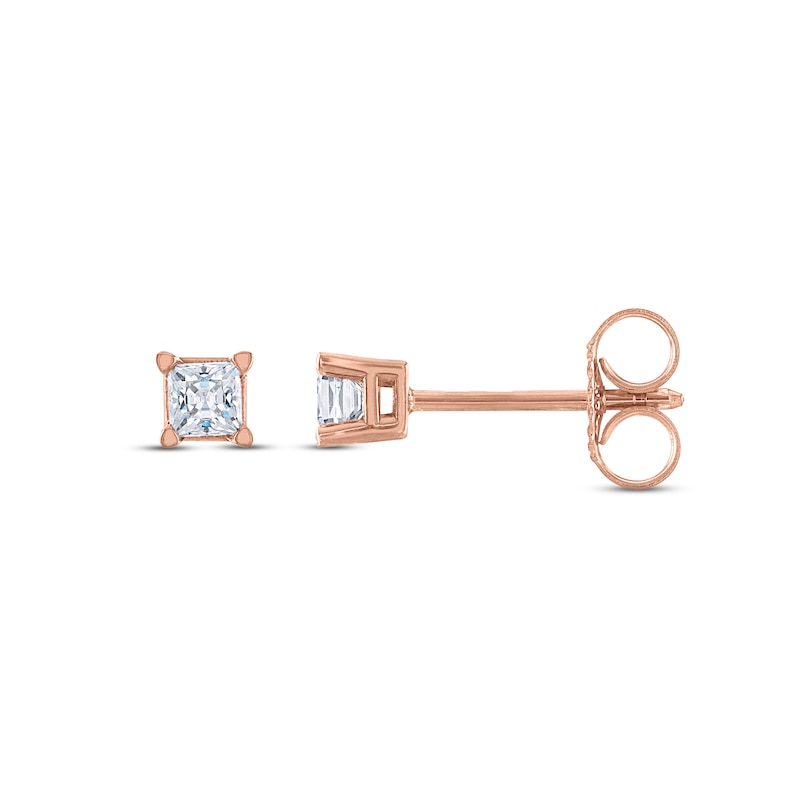 Diamond Solitaire Stud Earrings 1/3 ct tw Princess 14K Rose Gold (I2/I)