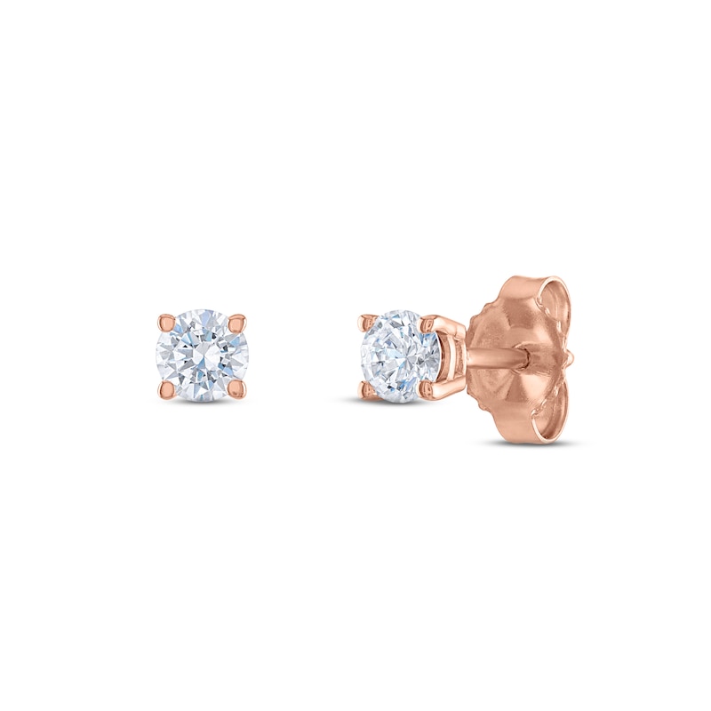 Main Image 1 of Diamond Solitaire Stud Earrings 1/10 ct tw Round 14K Rose Gold (I2/I)