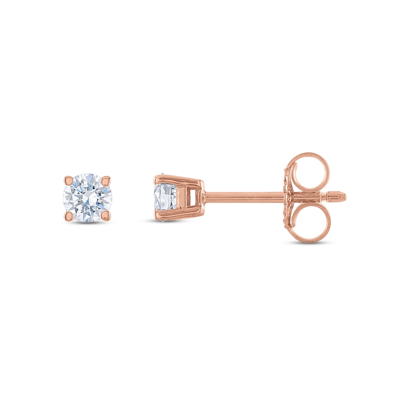 Main Image 2 of Diamond Solitaire Stud Earrings 1/10 ct tw Round 14K Rose Gold (I2/I)