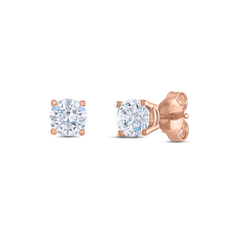 Diamond Solitaire Stud Earrings 3/4 ct tw Round 14K Rose Gold (I2/I)