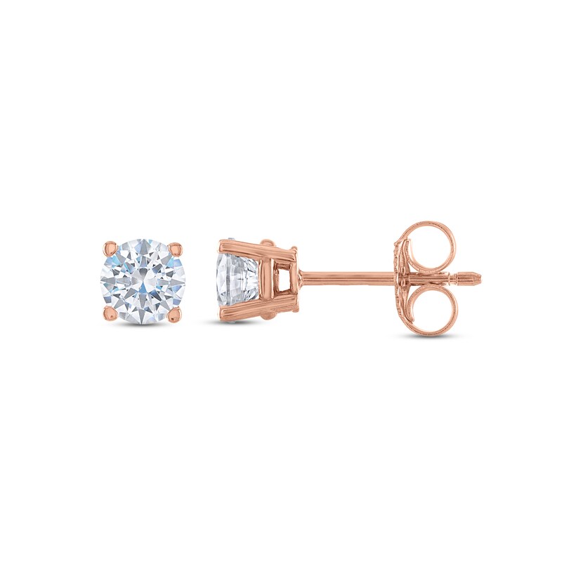 Diamond Solitaire Stud Earrings 3/4 ct tw Round 14K Rose Gold (I2/I)
