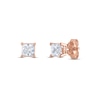 Thumbnail Image 1 of Diamond Solitaire Stud Earrings 3/4 ct tw Princess 14K Rose Gold (I2/I)