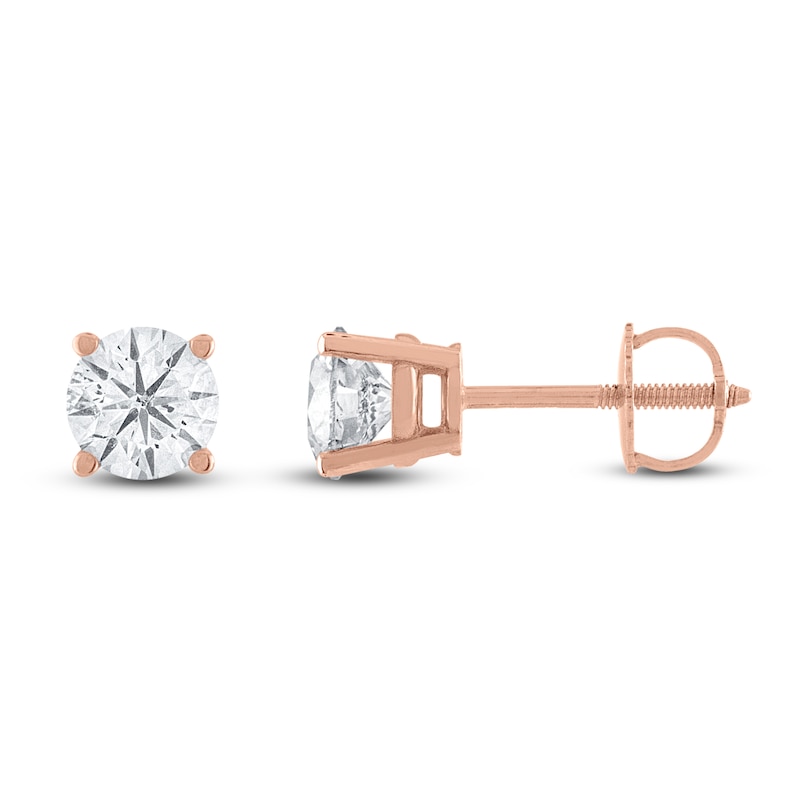 Main Image 2 of Diamond Solitaire Stud Earrings 1-1/2 ct tw Round 14K Rose Gold (I2/I)