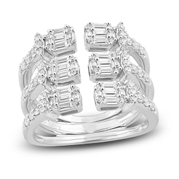 Diamond Ring 1 ct tw Round/Baguette 14K White Gold