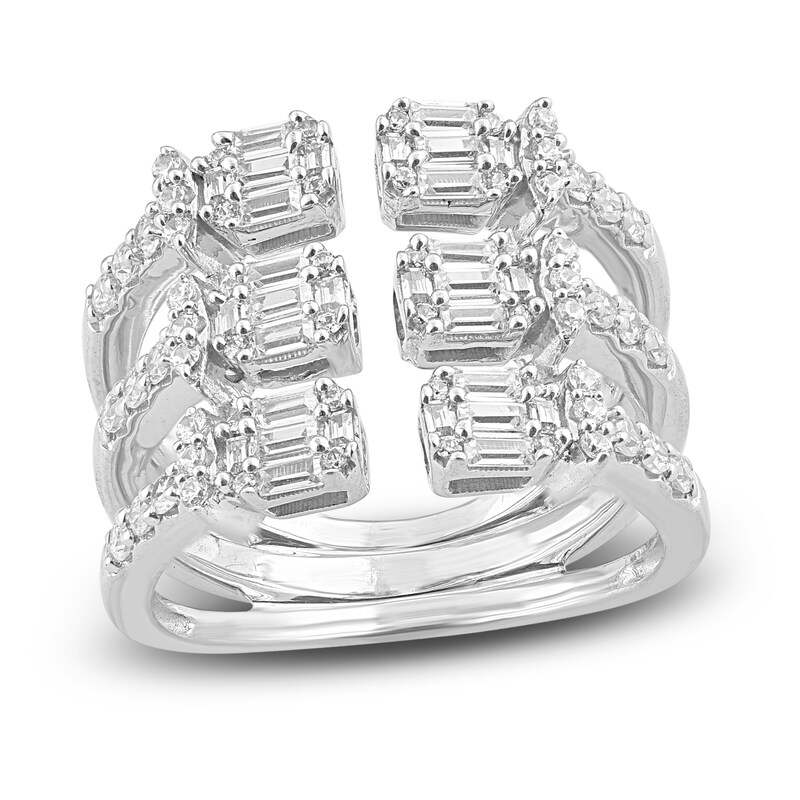 Main Image 1 of Diamond Ring 1 ct tw Round/Baguette 14K White Gold