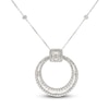 Thumbnail Image 1 of Diamond Pendant Necklace 2 ct tw Round/Baguette 14K White Gold 18"