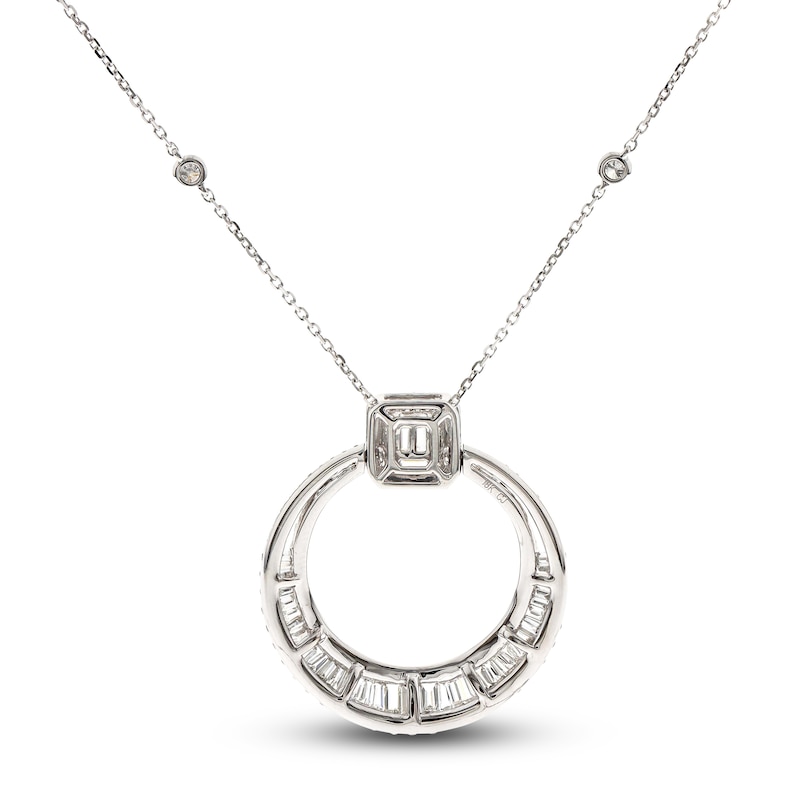 Main Image 2 of Diamond Pendant Necklace 2 ct tw Round/Baguette 14K White Gold 18"