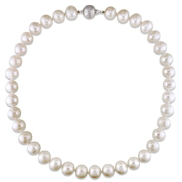Cultured Freshwater Pearl Necklace 1/20 ct tw Diamonds 14K White Gold 18&quot;