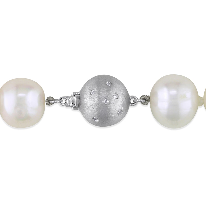 Main Image 2 of Freshwater Cultured Pearl Necklace 1/20 ct tw Diamonds 14K White Gold 18"