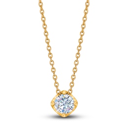 THE LEO First Light Diamond Solitaire Necklace 1/2 carat Round 14K Yellow Gold 19" (I1/I)