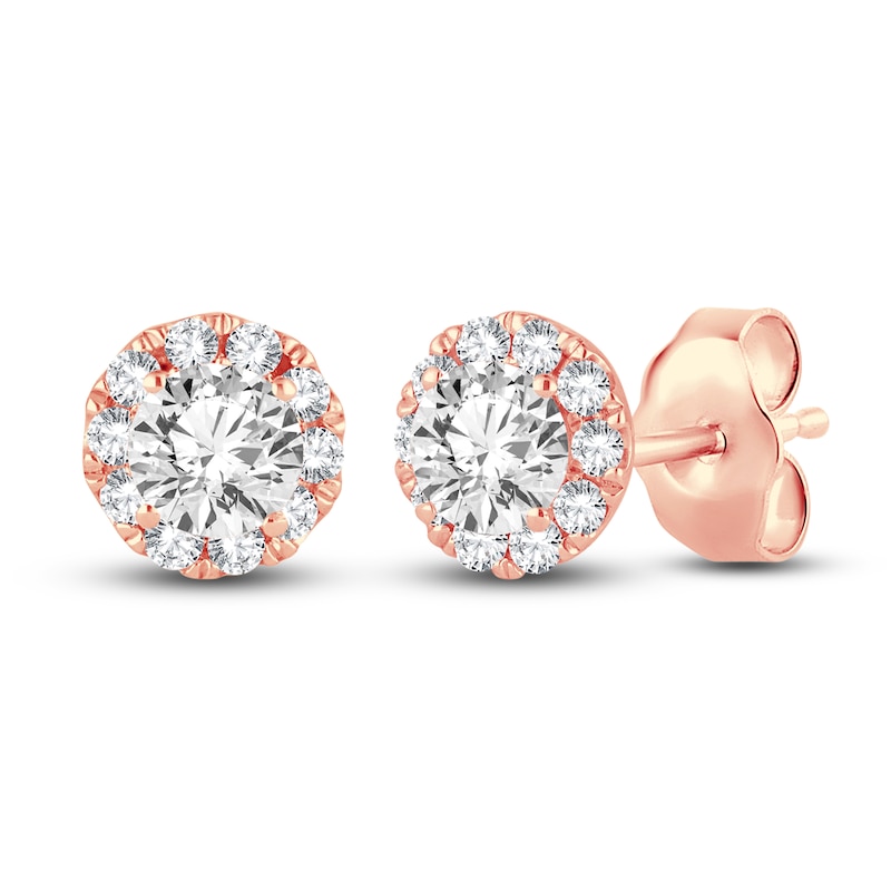 Diamond Stud Earrings 1/2 ct tw Round 14K Rose Gold