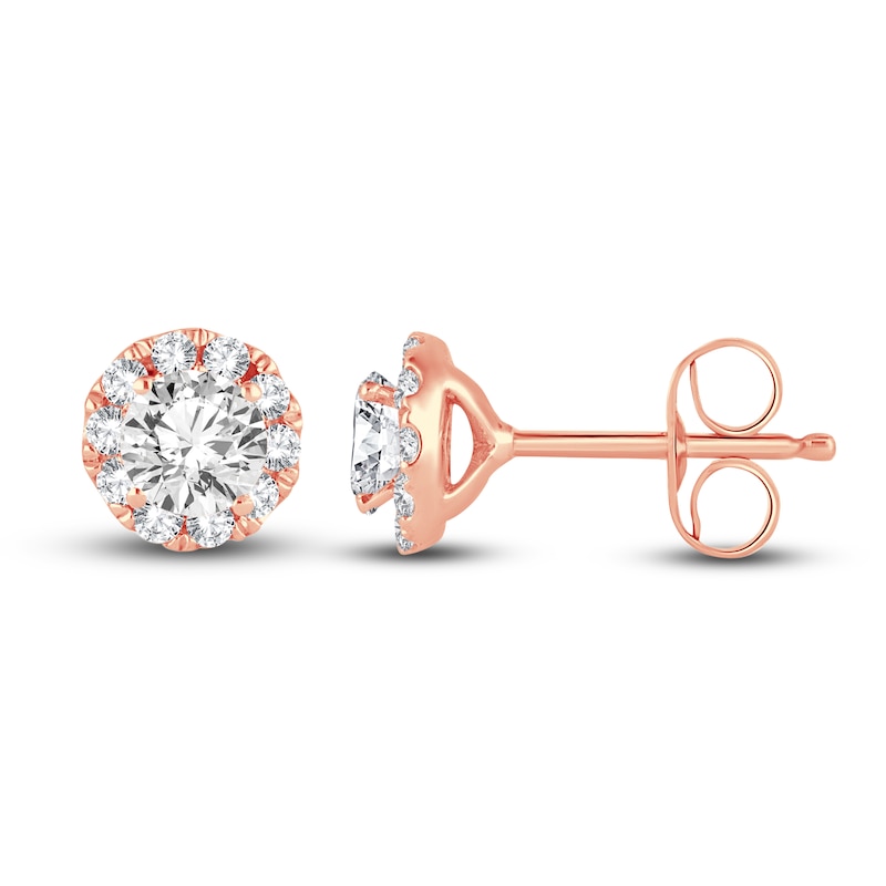 Diamond Stud Earrings 1/2 ct tw Round 14K Rose Gold