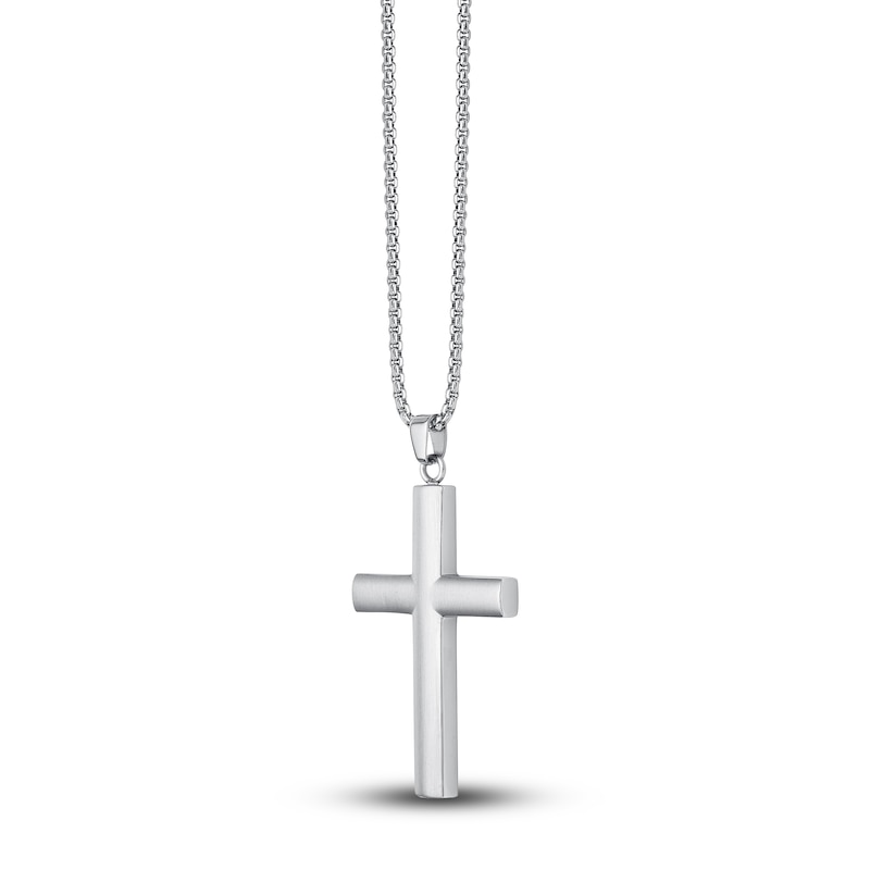 Main Image 4 of Men's Solid Cross Necklace & Bracelet Set Stainless Steel