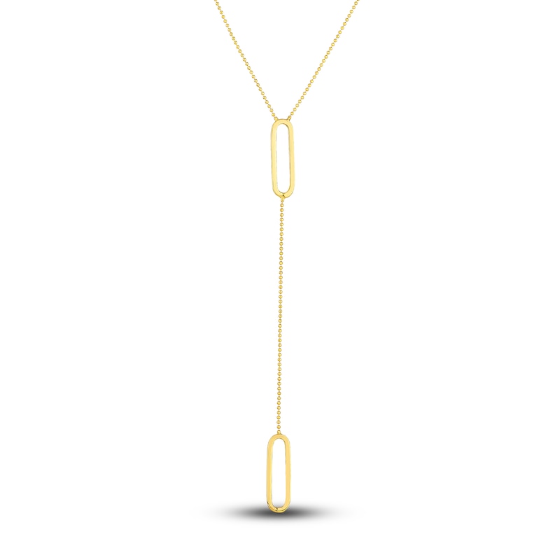 Main Image 1 of Oval Link Lariat Necklace 14K Yellow Gold 18"
