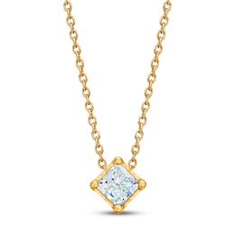 THE LEO First Light Diamond Solitaire Necklace 1/4 carat Princess 14K Yellow Gold 19&quot; (I1/I)