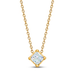 THE LEO First Light Diamond Solitaire Necklace 1/4 carat Princess 14K Yellow Gold 19" (I1/I)