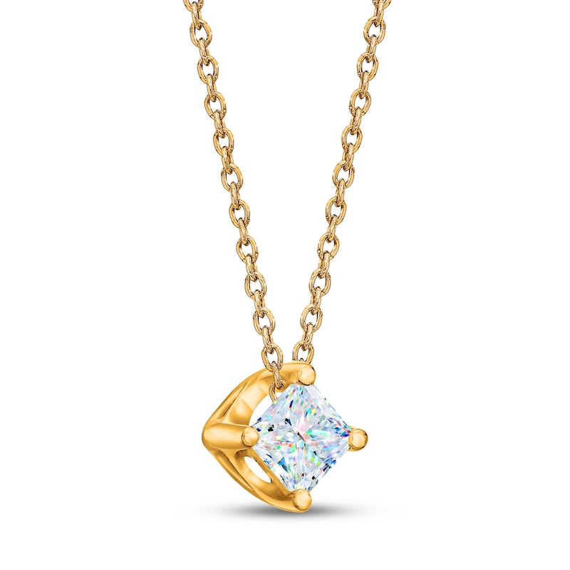 Main Image 2 of THE LEO First Light Diamond Solitaire Necklace 1/4 carat Princess 14K Yellow Gold 19" (I1/I)