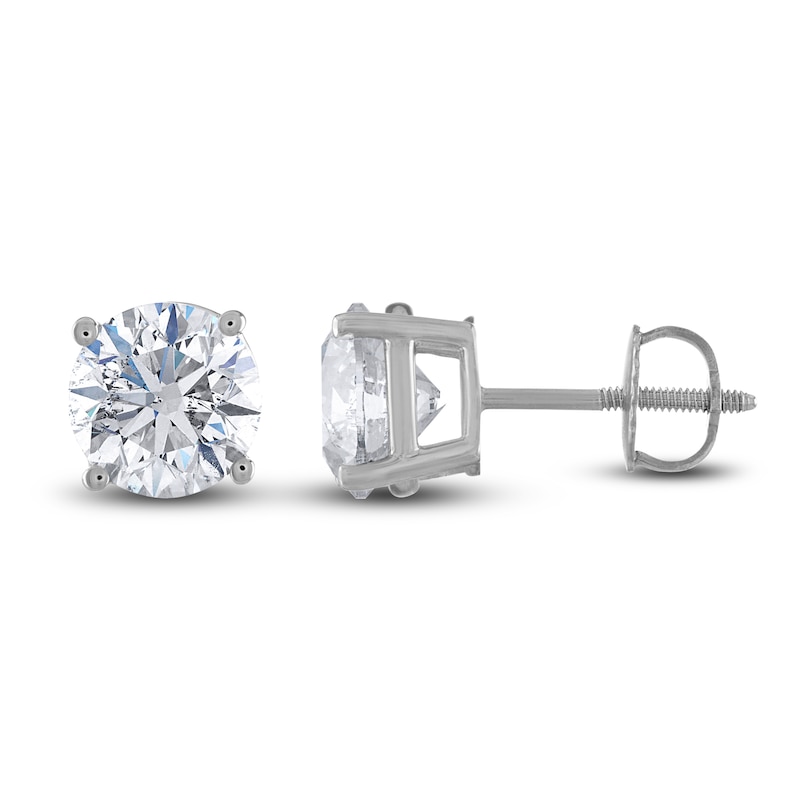 Diamond Solitaire Stud Earrings 1-/ ct tw Round 14K White Gold (I2/I