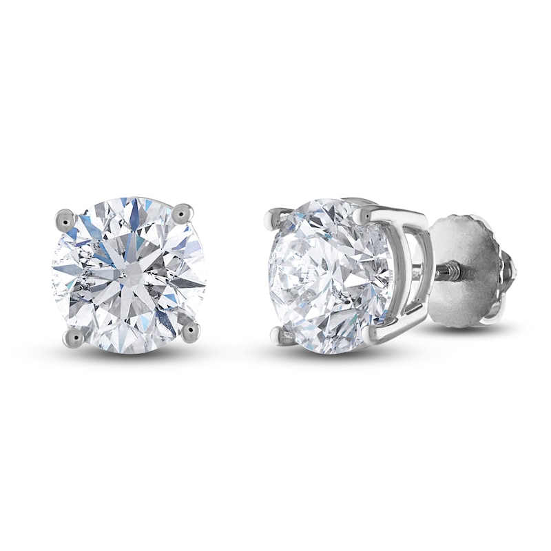 Diamond Solitaire Stud Earrings 1-3/8 ct tw Round 14K White Gold (I2/I)