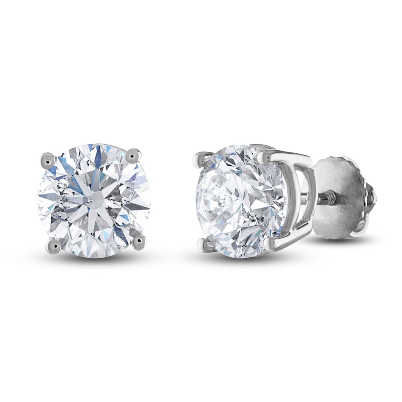 Main Image 2 of Diamond Solitaire Stud Earrings 1-3/8 ct tw Round 14K White Gold (I2/I)