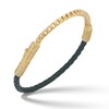 Thumbnail Image 0 of Marco Dal Maso Men's Green Leather Bracelet Sterling Silver/18K Yellow Gold-Plated 8"