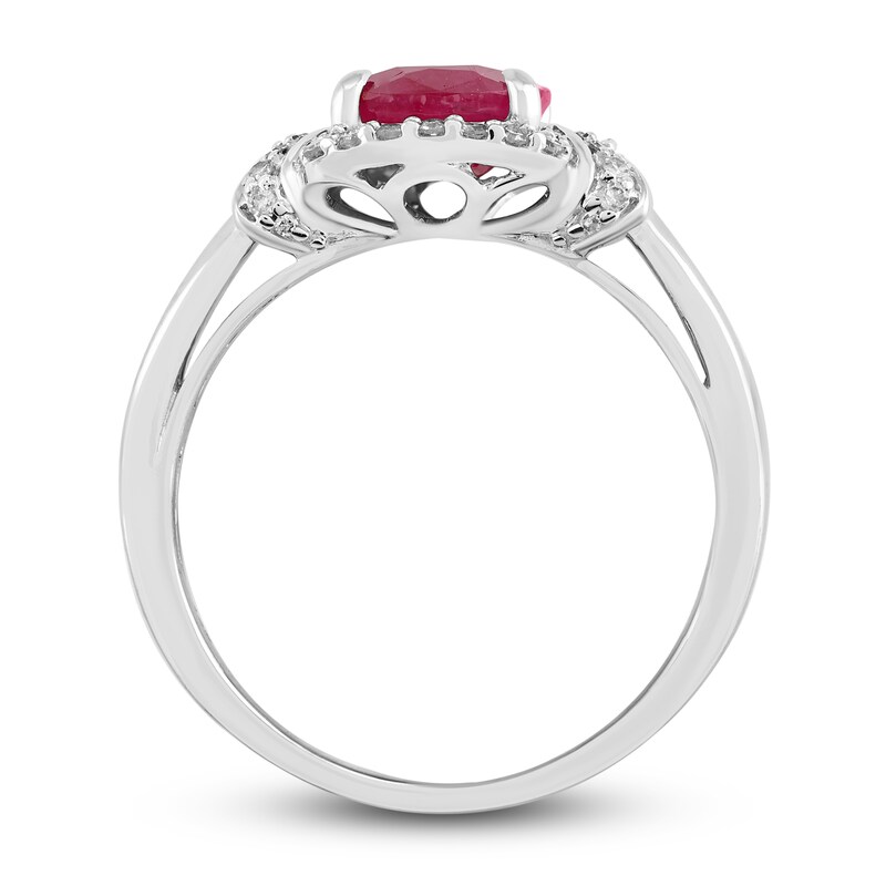 Main Image 2 of Natural Ruby Engagement Ring 1/6 ct tw Diamonds 14K White Gold