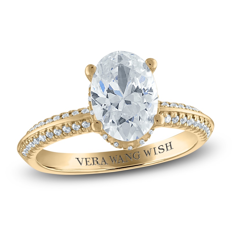 Vera Wang WISH Diamond Engagement Ring 2-1/4 ct tw Oval/Round 18K Yellow Gold
