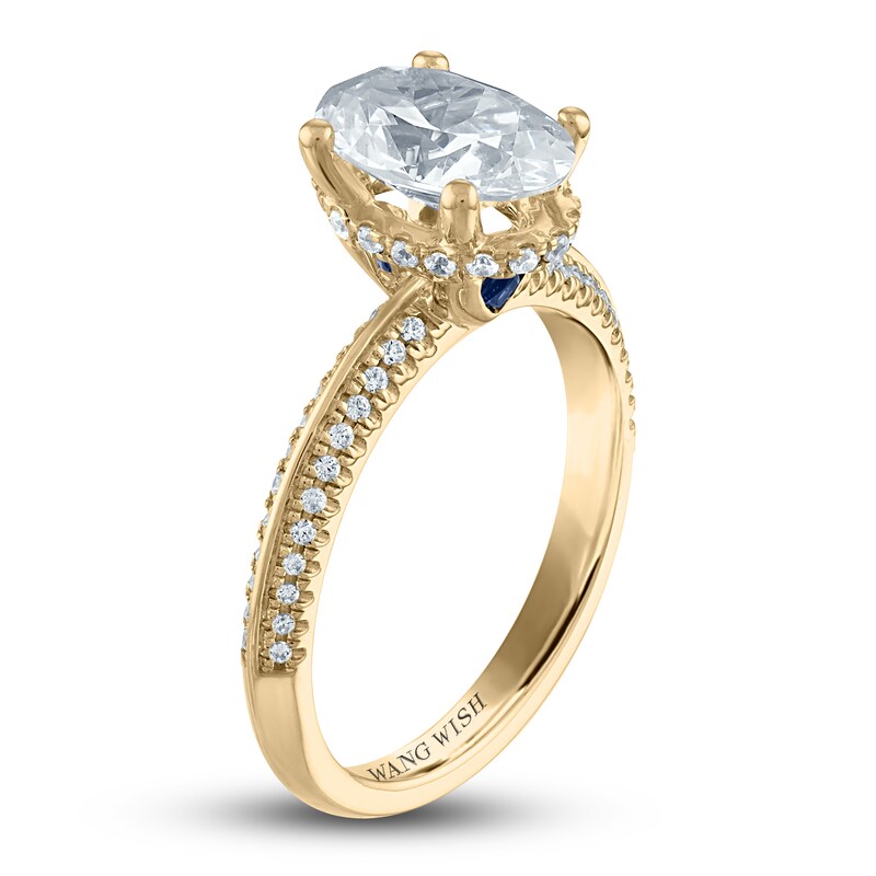 Vera Wang WISH Diamond Engagement Ring 2-1/4 ct tw Oval/Round 18K Yellow Gold