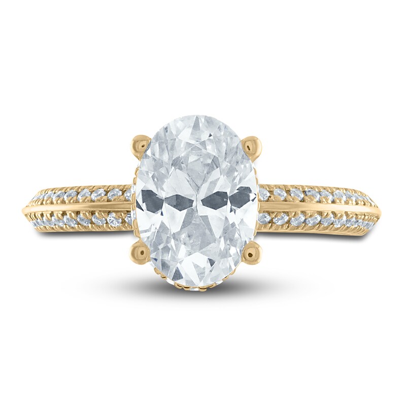 Vera Wang WISH Diamond Engagement Ring 2-1/4 ct tw Oval/Round 18K Yellow Gold