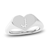 Thumbnail Image 0 of Juliette Maison Diamond Initial Heart Signet Ring 1/15 ct tw Round 10K White Gold