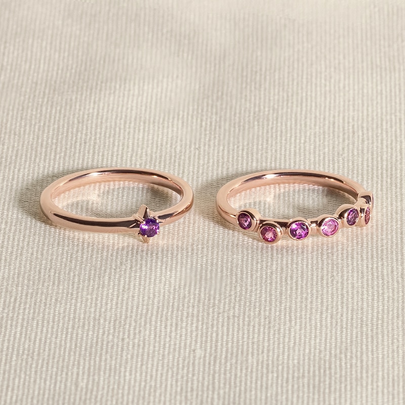Main Image 4 of Juliette Maison Natural Amethyst & Natural Rhodolite Garnet Ring 10K Yellow Gold
