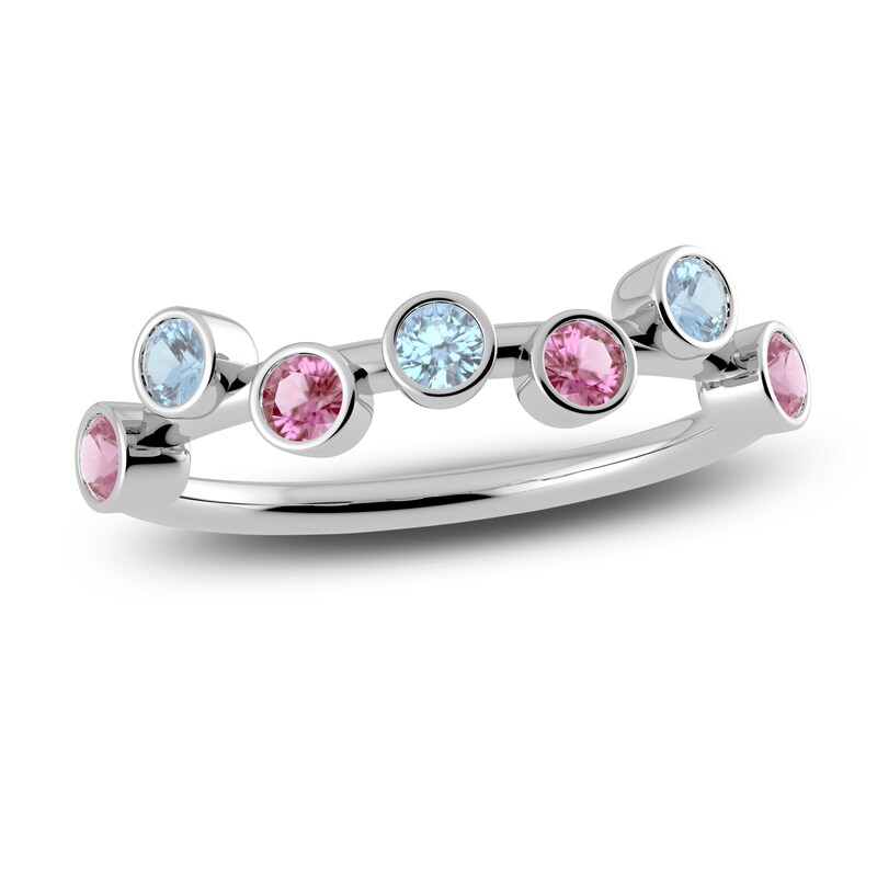 Main Image 1 of Juliette Maison Natural Aquamarine & Natural Pink Tourmaline Ring 10K White Gold
