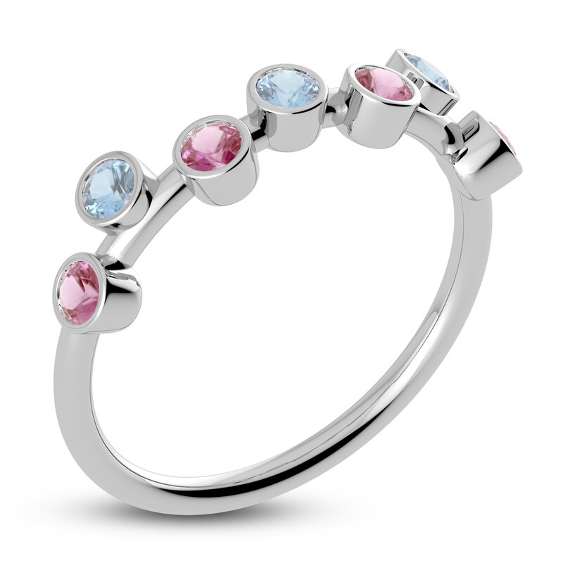 Main Image 2 of Juliette Maison Natural Aquamarine & Natural Pink Tourmaline Ring 10K White Gold