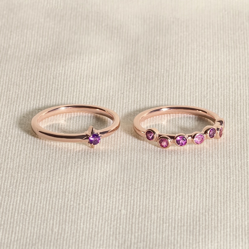 Main Image 4 of Juliette Maison Natural Aquamarine & Natural Pink Tourmaline Ring 10K White Gold