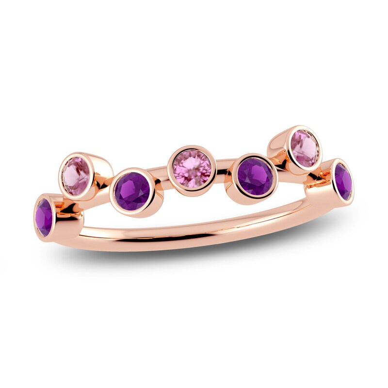 Main Image 1 of Juliette Maison Natural Amethyst & Natural Pink Tourmaline Ring 10K Rose Gold