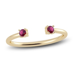 Juliette Maison Natural Rhodolite Garnet Cuff Ring 10K Yellow Gold