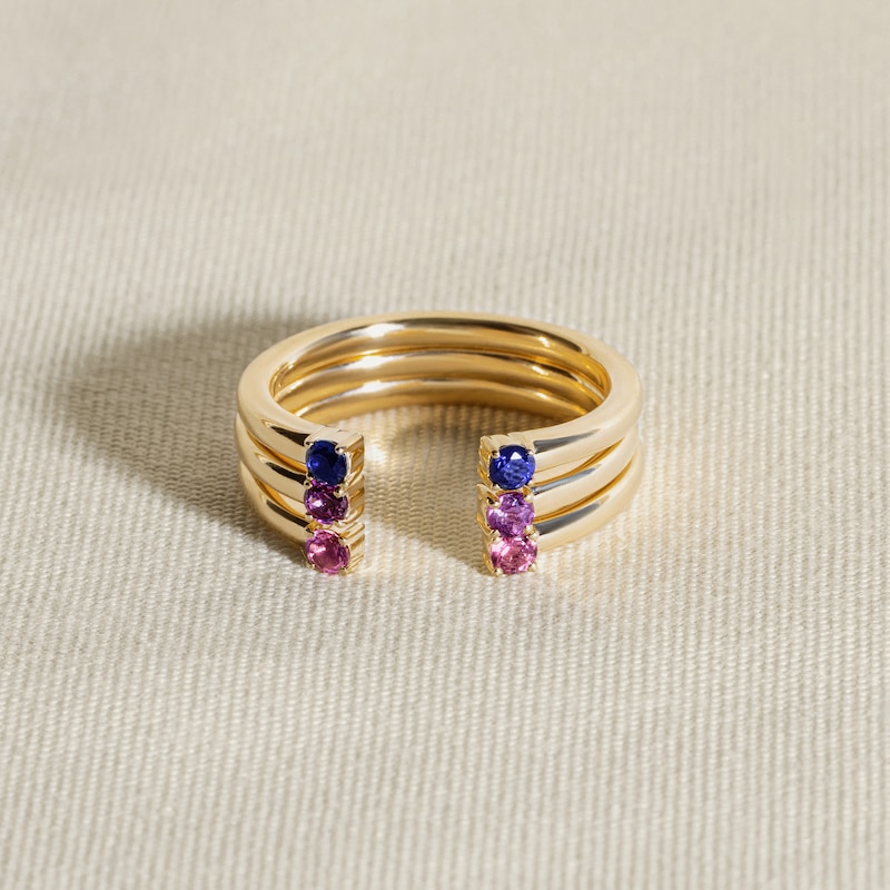 Main Image 4 of Juliette Maison Natural Rhodolite Garnet Cuff Ring 10K Yellow Gold