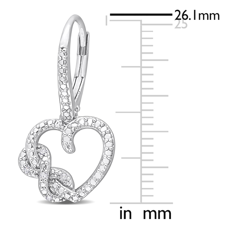 Main Image 2 of Diamond Heart Dangle Earrings 1/20 ct tw Round Sterling Silver