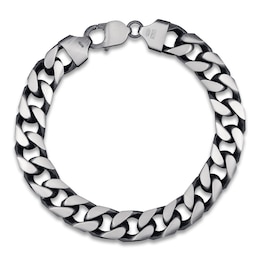 Solid Curb Link Bracelet Sterling Silver 9" 11.0mm